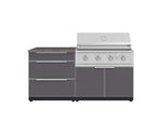NewAge Outdoor Kitchens Aluminum 4-Piece Cabinet Set with 3 Drawer, Grill Cabinet, Performance Grill, and Countertop-71648-Garage Giant 