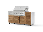 NewAge Outdoor Kitchens Outdoor Grill Island Stainless-Steel Louvered Doors 5-Piece Cabinet Set with Casters and 1-Door, Grill Cabinet, Dual Side Burner and Platinum Grill - (Liquid Propane) | Garage Giant 