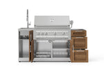 NewAge Outdoor Kitchens Outdoor Grill Island Stainless-Steel Louvered 5-Piece Cabinet Set with Sink, 3 Drawer, Grill Cabinet, Platinum Grill and Stainless Steel Countertop - (Liquid Propane) 