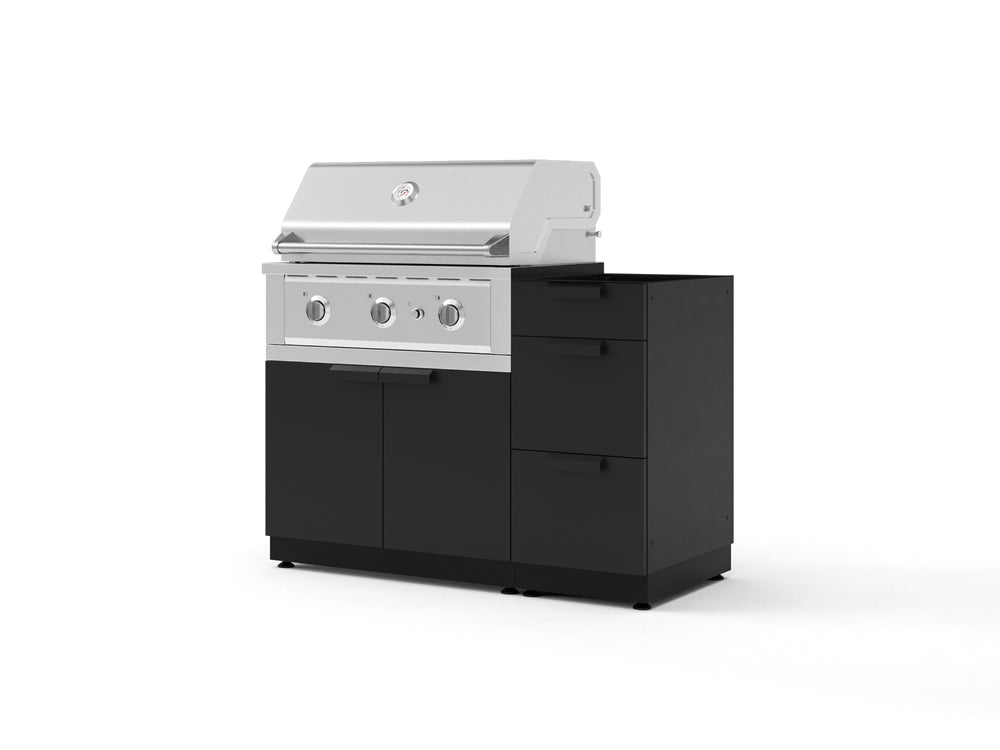 NewAge Outdoor Kitchens Outdoor Grill Island Stainless-Steel 3-Piece Cabinet Set with 3-Drawer, Grill Cabinet and Performance Grill - (Natural Gas) | Garage Giant