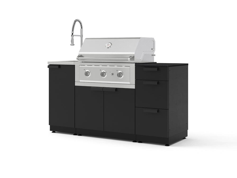 NewAge Outdoor Kitchens Outdoor Grill Island Stainless-Steel 5-Piece Cabinet Set with Sink, 3 Drawer, Grill Cabinet, Performance Grill and Stainless Steel Countertop - (Natural Gas) | Garage Giant