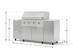 NewAge Outdoor Kitchens Outdoor Grill Island Stainless-Steel 6-Piece Cabinet Set with Casters 1 Door, 3 Drawer, Grill Cabinet, Performance Grill and Dekton in Aeris Countertops - (Liquid Propane) 