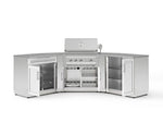 NewAge Outdoor Kitchens Stainless-Steel 7-Piece Cabinet Set with 2 Door, Bar, Corner, Grill Cabinet, Platinum Grill, and Countertops-67683-Garage Giant 