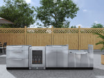 NewAge Outdoor Kitchens Stainless Steel 4-Piece Cabinet Set with 3-Drawer, Bar, Grill Cabinet and Fridge-66580-Garage Giant 