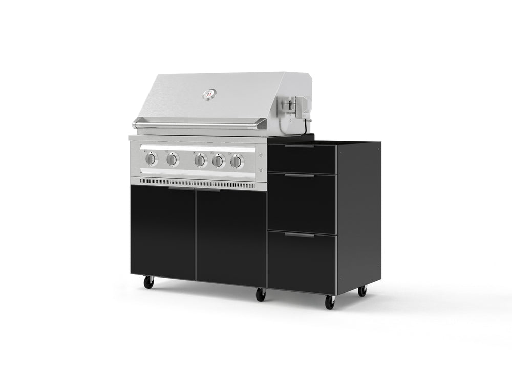 NewAge Outdoor Kitchens Outdoor Grill Island Aluminum 3-Piece Cabinet Set with Casters and 3-Drawer, Grill Cabinet and Platinum Grill - (Liquid Propane) | Garage Giant