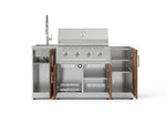 NewAge Outdoor Kitchens Outdoor Grill Island Stainless-Steel Louvered Doors 5-Piece Cabinet Set with Sink, 1 Door, Grill Cabinet, Performance Grill and Stainless Steel Countertop - (Natural Gas) 