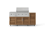NewAge Outdoor Kitchens Outdoor Grill Island Stainless-Steel Louvered Doors 6-Piece Cabinet Set with Casters and 1-Door, Grill Cabinet, Performance Grill, Side Burner and Dekton in Aeris Countertop - (Liquid Propane) 