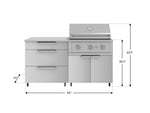 NewAge Outdoor Kitchens Stainless Steel 4-Piece Cabinet Set with Casters and 3 Drawer, Grill Cabinet, Performance Grill, Countertop-72210-Garage Giant 