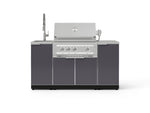 NewAge Outdoor Kitchens Outdoor Grill Island Aluminum 5-Piece Cabinet Set with Sink, 1 Door, Grill Cabinet, Platinum Grill and Stainless Steel Countertop-75300-Garage Giant 