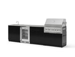 NewAge Outdoor Kitchens Aluminum 6-Piece Cabinet Set with Sink, Bar, Grill Cabinet, Platinum Grill, Countertop and Glass Door Fridge-71498-Garage Giant 