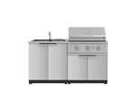 NewAge Outdoor Kitchens Stainless Steel 3-Piece Cabinet Set with Sink Cabinet and Performance Gas Grill-67262-Garage Giant 