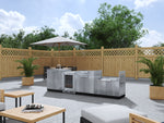 NewAge Outdoor Kitchens Stainless Steel 4-Piece Cabinet Set with Sink, Bar, Grill Cabinet and Fridge-66353-Garage Giant 
