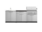 NewAge Outdoor Kitchens Stainless-Steel 5-Piece Cabinet Set with Sink, 2-Door with Drawer, Grill Cabinet, Platinum Grill and Countertop-71571-Garage Giant 