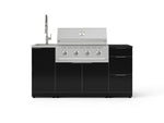 NewAge Outdoor Kitchens Outdoor Grill Island Aluminum 5-Piece Cabinet Set with Sink, 3 Drawer, Grill Cabinet, Performance Grill and Stainless Steel Countertop - (Natural Gas) 
