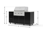 NewAge Outdoor Kitchens Outdoor Grill Island Aluminum 6-Piece Cabinet Set with Casters 1 Door, 3 Drawer, Grill Cabinet, Performance Grill and Dekton in Aeris Countertops - (Liquid Propane) 