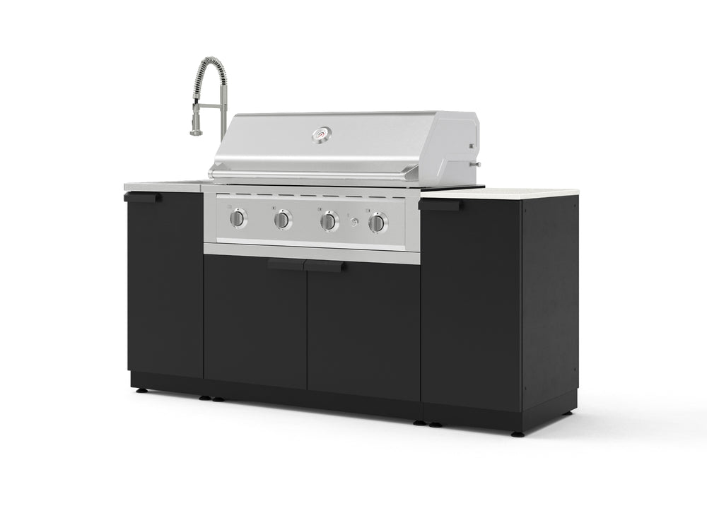 NewAge Outdoor Kitchens Outdoor Grill Island Stainless-Steel 5-Piece Cabinet Set with Sink, 1 Door, Grill Cabinet, Performance Grill and Stainless Steel Countertop - (Liquid Propane) | Garage Giant
