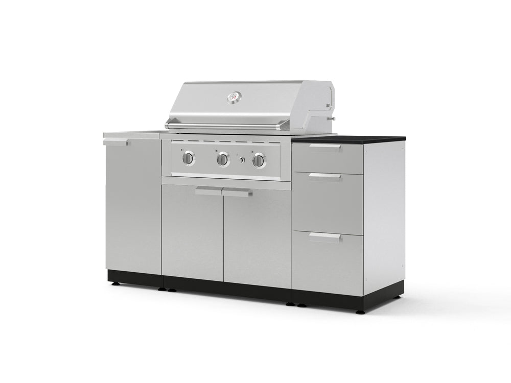 NewAge Outdoor Kitchens Outdoor Grill Island Stainless-Steel 5-Piece Cabinet Set with Sink, 3 Drawer, Grill Cabinet, Performance Grill and Stainless Steel Countertop - (Natural Gas) | Garage Giant