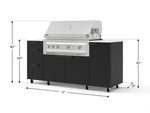 NewAge Outdoor Kitchens Outdoor Grill Island Stainless-Steel 6-Piece Cabinet Set with Casters 1 Door, 3 Drawer, Grill Cabinet, Platinum Grill and Dekton in Aeris Countertops - (Liquid Propane) 