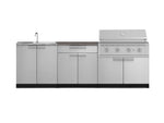 NewAge Outdoor Kitchens Stainless-Steel 5-Piece Cabinet Set with Bar, Sink, Grill Cabinet, Performance Grill, and Countertop-71281-Garage Giant 