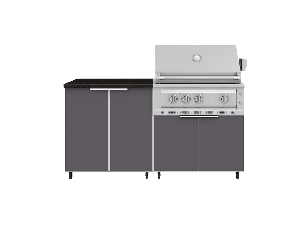 NewAge Outdoor Kitchens Aluminum 4-Piece Cabinet Set with Caster and 2 Door, Grill Cabinet, Platinum Grill, Countertop-72447-Garage Giant