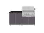 NewAge Outdoor Kitchens Aluminum 4-Piece Cabinet Set with Caster and 2 Door, Grill Cabinet, Platinum Grill, Countertop-72447-Garage Giant 