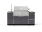 NewAge Outdoor Kitchens Outdoor Grill Island Aluminum 5-Piece Cabinet Set with Sink, 3 Drawer, Grill Cabinet, Platinum Grill and Stainless Steel Countertop - (Liquid Propane) 