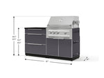 NewAge Outdoor Kitchens Aluminum 4-Piece Cabinet Set with 3 Drawer, Grill Cabinet, Platinum Grill and Countertop-71616-Garage Giant 