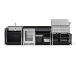 NewAge Outdoor Kitchens Aluminum 6-Piece Cabinet Set with Sink, Bar, Grill Cabinet, Platinum Grill, Countertop and Fridge-71989-Garage Giant 