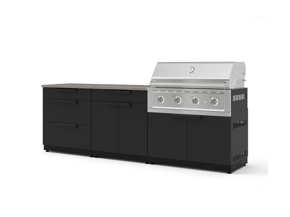 NewAge Outdoor Kitchens Stainless-Steel 5-Piece Cabinet Set with 3-Drawer, Bar, Grill Cabinet, Performance Grill and Countertop-73353-Garage Giant