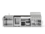 NewAge Outdoor Kitchens Stainless Steel 6-Piece Cabinet Set with Sink, Bar, Grill Cabinet, Performance Grill, Countertop and Glass Door Fridge-73774-Garage Giant 