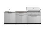 NewAge Outdoor Kitchens Stainless-Steel 5-Piece Cabinet Set with Sink, 2-Door with Drawer, Grill Cabinet, Platinum Grill and Countertop-71597-Garage Giant 