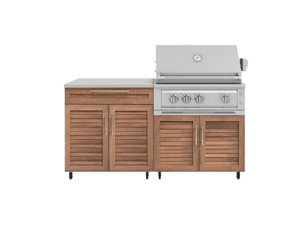 NewAge Outdoor Kitchens Stainless Steel 4-Piece Cabinet Set with Caster and Bar, Grill Cabinet, Performance Grill, and Countertop-72435-Garage Giant