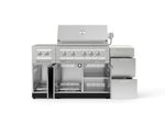 NewAge Outdoor Kitchens Outdoor Grill Island Stainless-Steel 6-Piece Cabinet Set with 3-Drawer, Grill Cabinet, Platinum Grill, Dual Side Burner and Dekton in Aeris Countertop - (Natural Gas) 