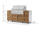 NewAge Outdoor Kitchens Outdoor Grill Island Stainless-Steel Louvered Doors 5-Piece Cabinet Set with Casters 1 Door, 3 Drawer, Grill Cabinet and Platinum Grill - (Liquid Propane) 
