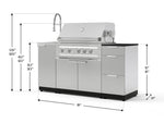 NewAge Outdoor Kitchens Outdoor Grill Island Stainless-Steel 5-Piece Cabinet Set with Sink, 3 Drawer, Grill Cabinet, Platinum Grill and Stainless Steel Countertop - (Natural Gas) 