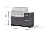NewAge Outdoor Kitchens Outdoor Grill Island Aluminum 4-Piece Cabinet Set with 3-Drawer, Grill Cabinet, Performance Grill and Countertop-73913-Garage Giant 