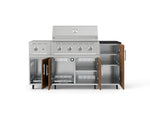 NewAge Outdoor Kitchens Outdoor Grill Island Stainless-Steel Louvered Doors 6-Piece Cabinet Set with Casters and 1-Door, Grill Cabinet, Performance Grill, Side Burner and Dekton in Sirius Countertop - (Liquid Propane) 