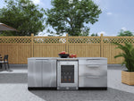 NewAge Outdoor Kitchens Stainless Steel 5-Piece Cabinet Set with 3-Drawer, 2-Door Cabinet, Countertops and Fridge-67584-Garage Giant 