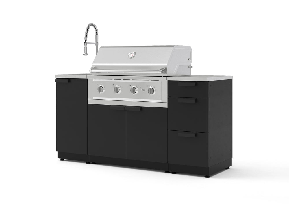 NewAge Outdoor Kitchens Outdoor Grill Island Stainless-Steel 5-Piece Cabinet Set with Sink, 3 Drawer, Grill Cabinet, Performance Grill and Stainless Steel Countertop | 72385