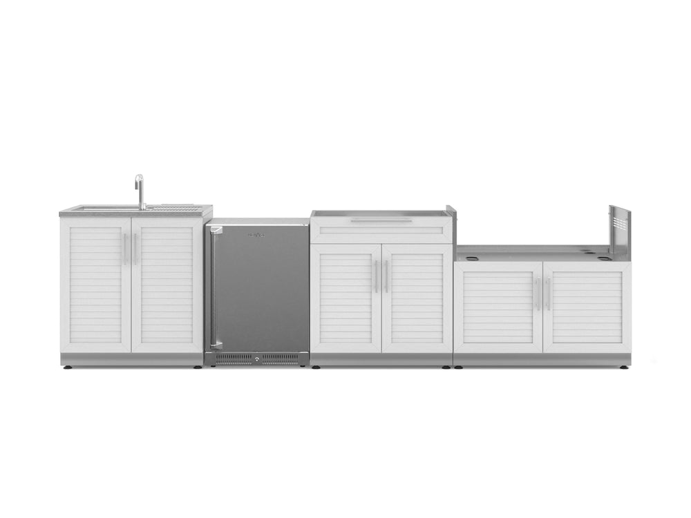 NewAge Outdoor Kitchens Stainless Steel 4-Piece Cabinet Set with Sink, Bar, Grill Cabinet and Stainless Steel Door Fridge-71502-Garage Giant