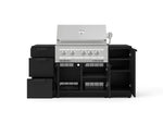 NewAge Outdoor Kitchens Outdoor Grill Island Stainless-Steel 6-Piece Cabinet Set with 1 Door, 3 Drawer, Grill Cabinet, Platinum Grill and Dekton in Sirius Countertops - (Liquid Propane) 