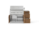 NewAge Outdoor Kitchens Outdoor Grill Island Stainless-Steel Louvered Doors 3-Piece Cabinet Set with 3-Drawer, Grill Cabinet and Platinum Grill - (Liquid Propane) 