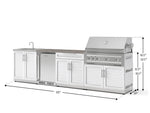 NewAge Outdoor Kitchens Stainless Steel 6-Piece Cabinet Set with Sink, Bar, Grill Cabinet, Platinum Grill, Countertop and Stainless Steel Door Fridge-73838-Garage Giant 