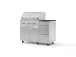 NewAge Outdoor Kitchens Outdoor Grill Island Stainless-Steel 4-Piece Cabinet Set with Casters and 3-Drawer, Grill Cabinet, Performance Grill and Dekton in Sirius Countertop - (Liquid Propane) | Garage Giant 