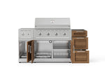 NewAge Outdoor Kitchens Outdoor Grill Island Stainless-Steel Louvered Doors 5-Piece Cabinet Set with 3-Drawer, Grill Cabinet, Side Burner and Performance Grill - (Liquid Propane) 