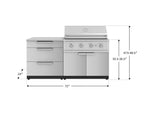 NewAge Outdoor Kitchens Stainless Steel 4-Piece Cabinet Set with 3 Drawer, Grill Cabinet, Performance Grill and Countertop-67351-Garage Giant 