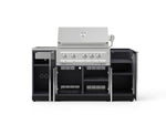 NewAge Outdoor Kitchens Outdoor Grill Island Aluminum 5-Piece Cabinet Set with Sink, 1 Door, Grill Cabinet, Platinum Grill and Stainless Steel Countertop - (Liquid Propane) 