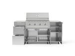 NewAge Outdoor Kitchens Outdoor Grill Island Stainless-Steel 6-Piece Cabinet Set with Casters 1 Door, 3 Drawer, Grill Cabinet, Performance Grill and Dekton in Aeris Countertops - (Liquid Propane) 