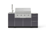 NewAge Outdoor Kitchens Outdoor Grill Island Aluminum 5-Piece Cabinet Set with Sink, 3 Drawer, Grill Cabinet, Performance Grill and Stainless Steel Countertop - (Natural Gas) 