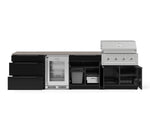 NewAge Outdoor Kitchens Aluminum 7-Piece Cabinet Set with 3-Drawer, Bar, Grill Cabinet, Performance Grill, Countertops and Glass Door Fridge-73654-Garage Giant 